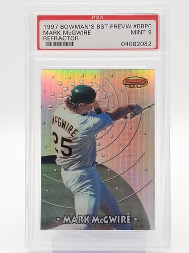 MARK MCGWIRE 1997 BOWMAN'S BEST PREVIEW REFRACTOR BASEBALL #BBP6 PSA 9 Q7215