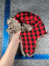 Arizona Coyotes Trapper Beanie Adult One Size Red Black Plaid Poly Ear Flap NHL