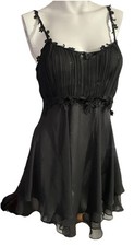 Vintage Flora Nikrooz Floral LaceSheer Babydoll Slip Dress Chemise Nightie