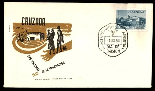 Mayfairstamps Argentina FDC 1958 Building and Car Flooded First Day Cover aaw_64