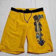 Nautica Swim Trunks Men's Size XL 20 Yellow Blue Nylon Shell, With Inner Liner