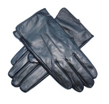 Men's Luxury Cashmere Lined Genuine Butter Soft Black Leather Gloves Large 