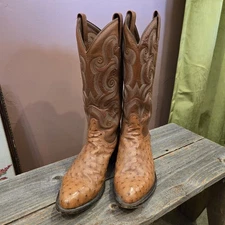 Tony Lama Full Quill Ostrich Western Boots Men's Size 8.5 EE Made In USA 01039