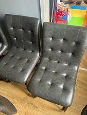Set of 6 Grey Faux Leather Dining Chairs Metal Frame Padded Seat 95cm H