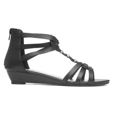 Lilley Womens Sandals Black Adults Ladies Wedge Zip Up Gladiator Strappy SIZE