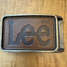 Vintage  1980  s LEE Brass  Leather Belt  Buckle Lee Jeans
