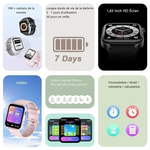 Montre Connectée pour Femme Appel Bluetooth Assistant Vocal Smartwatch - Photo 5/6