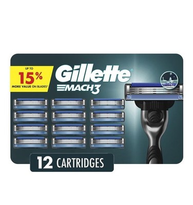 Recarga de 12 cartuchos de cuchillas de afeitar Gillette Mach3 para hombre -...