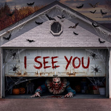 Halloween Scary Garage Door Cover Banner, 7x16ft, Clown