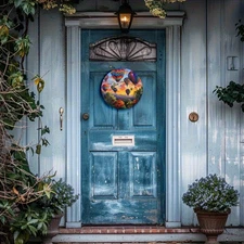 2D Flat, 1pc 7.87inch Round Aluminum Wall Art - Colorful Hot Air Balloon & Mount