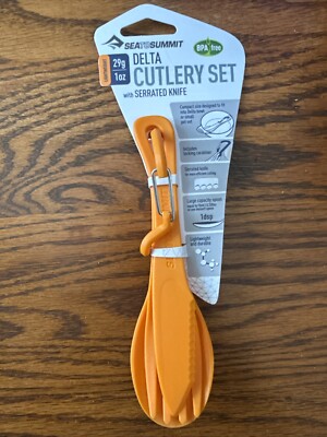 Sea to Summit Lightweight Delta Cutlery Set, Knife, Fork & Spoon - Orange