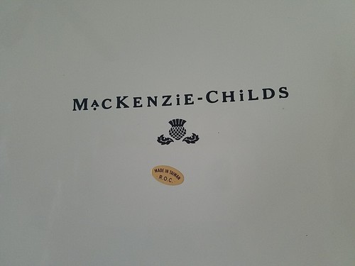 Mackenzie Childs höfisch karierte Emaille runde Serviertablett Platte 16 Zoll schwarz weiß - Bild 5 von 5