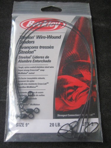 BERKLEY STEELON DRAHTGEWICKELTE VORFÄCHER 20 PFUND 9" 3 Stück Nylon beschichtet NEU im Paket - Bild 1 von 2