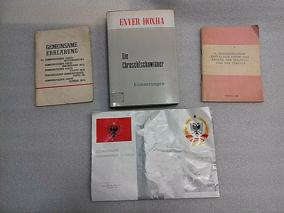 old 4 albanian books-Enver Hoxha-communism time-illustrated-Albania-german-rare - Image 3 of 3