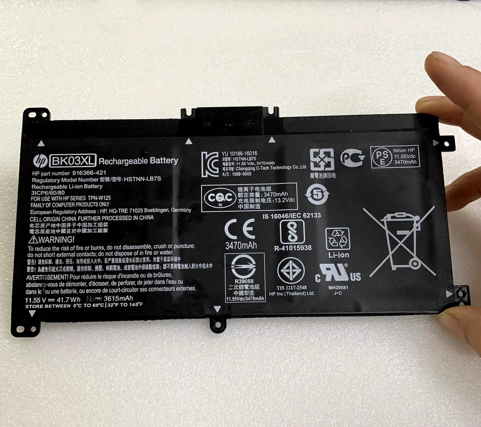 Bateria original do fabricante BK03XL para HP Pavilion X360 14M-BA000 14M-BA011DX 916366-421 - Imagem 3 de 4