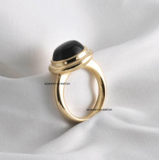 Natural Black Onyx Gemstone Ring Silver Gold Plated Ring For Man and Women Gift