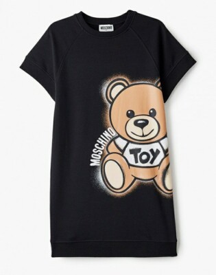 MOSCHINO Teddybär Sweatkleid in Schwarz Kurzarm
