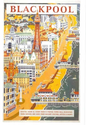 SCHIENEN WERBEPLAKAT AUF POSTKARTE BLACKPOOL KARTE NR 1O327196