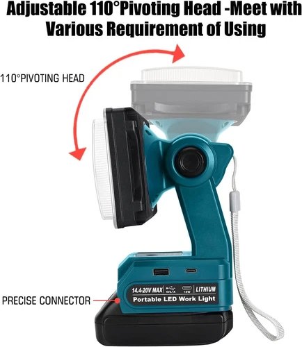 2000LM Cordless LED Work Light Flashlights for Ryobi 18v Battery Floodlight - Picture 6 of 27