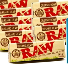RAW Organic 1 1/4 Rolling Paper - 10 PACKS - 1.25 Natural Cigarette Papers 