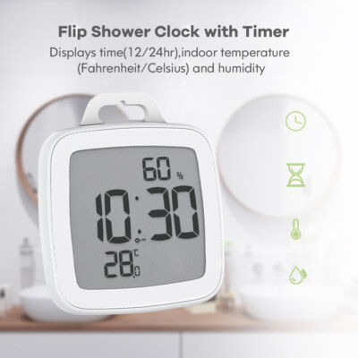 Baldr Waterproof Shower Clock Timer Wall Clock Countdown Alarm for Bathroom Bath
