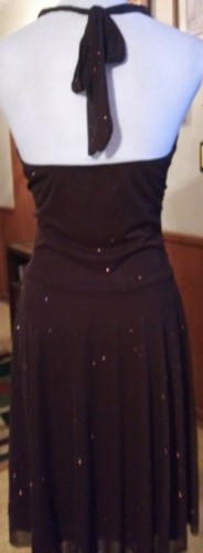 Speechless Size Med Juniors Brown Shiny Speckles Lined Party Dress Halter - Picture 4 of 7