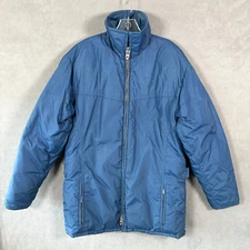 Tempco Mens Down Jacket Medium Blue Goose Down Full Zip Stain* Vintage