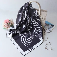 Pure Twill Silk Wrap Scarf Stole Bandanna Zebra Print Hijab Kerchief Shawl 35"