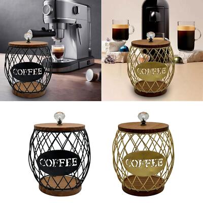 Kaffeepadhalter Eisen mit Holzdeckel Organizer für Familie Cafe Arbeitsplatte