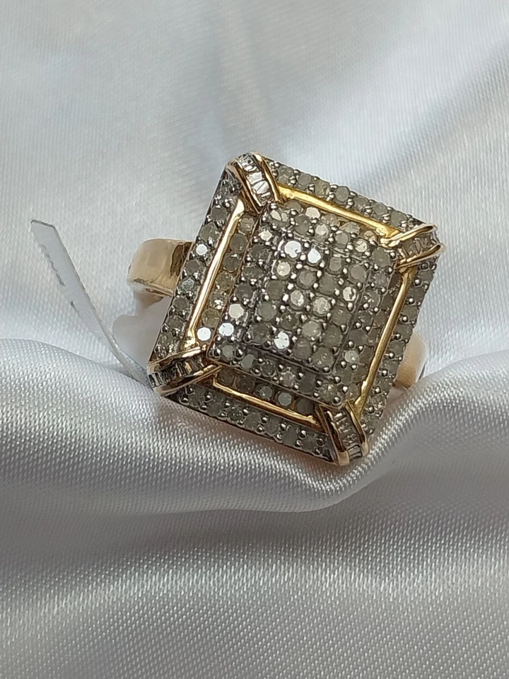14kt Yellow Gold over Silver 1ct Diamond Ring Sz 6.5-7 Weight 8.7 grams - Image 2 of 4