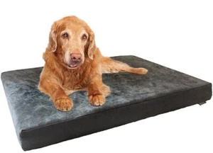 XL Extra Large Gray Suede Pet Dog Bed Orthopedic Waterproof Memory Foam 40x35x4