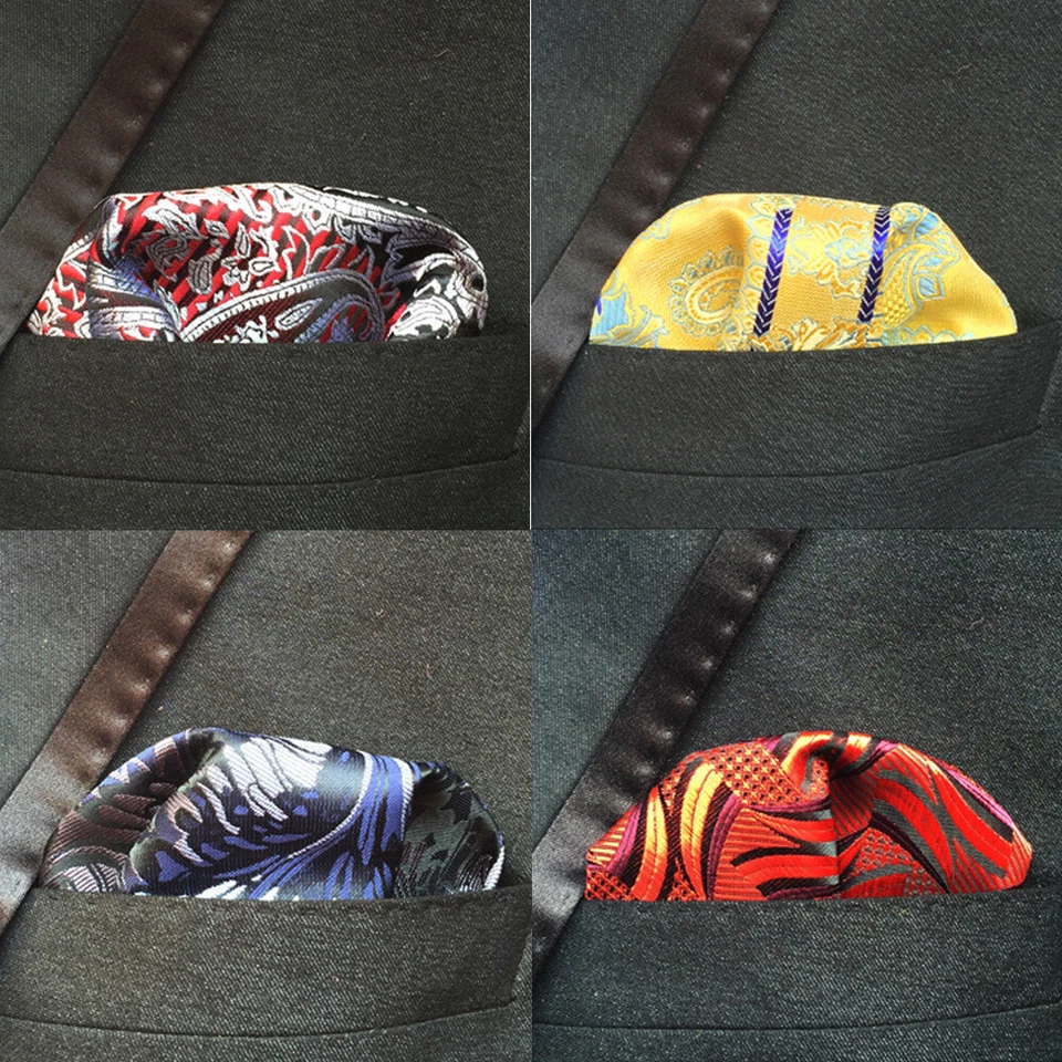 3 Packs Men Paisley Floral Pocket Square Colorful Handkerchief Wedding Hanky - Image 2 of 2