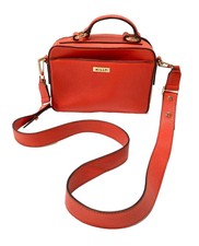 Milly Red Leather Crossbody Bag/satchel Removable Strap Gold Hardware Pre-loved