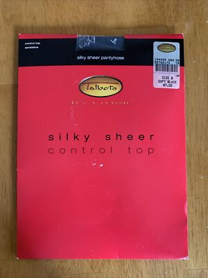 Talbots Womens Pantyhose Size B Soft Black Silky Sheer Control Top ...