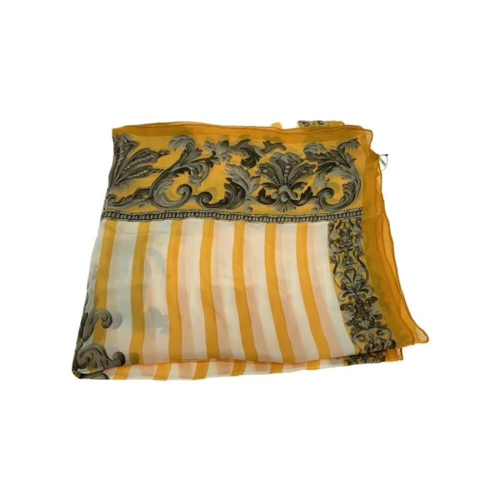 Christian Dior foulard soie 70x36 pouces soie jaune motif all over 04893a