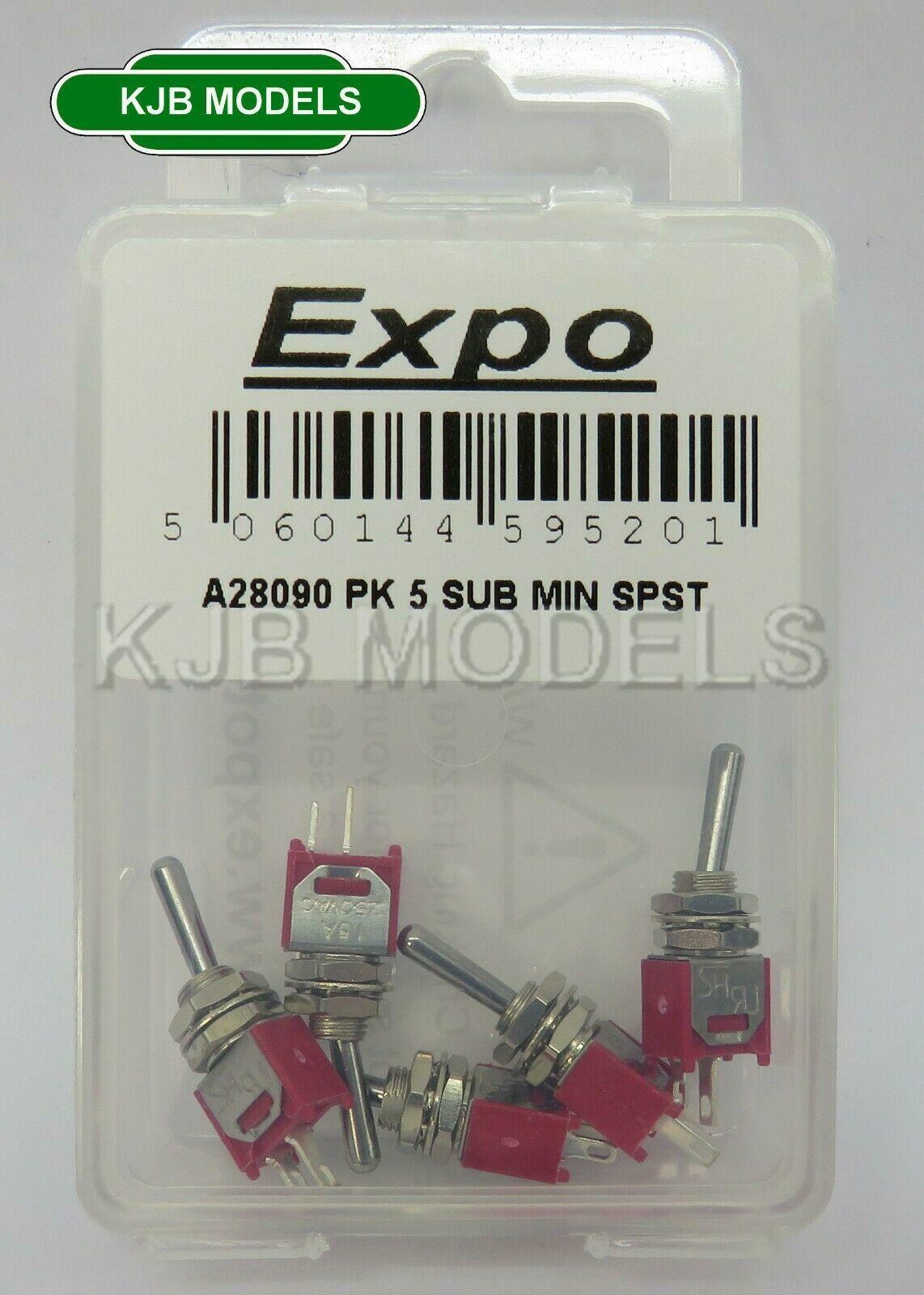 BNIB EXPO A28090 5pk SPST Sub Miniature switches ON/OFF  - Modelling Electronics