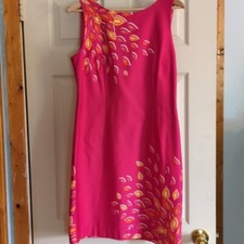 Studio One Size 10 Hot Pink Peacock Dress Barbiecore Artsy Vibrant Fuchsia Bold