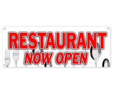 RESTAURANT NOW OPEN CLEARANCE BANNER Advertising Vinyl  Flag Sign INV