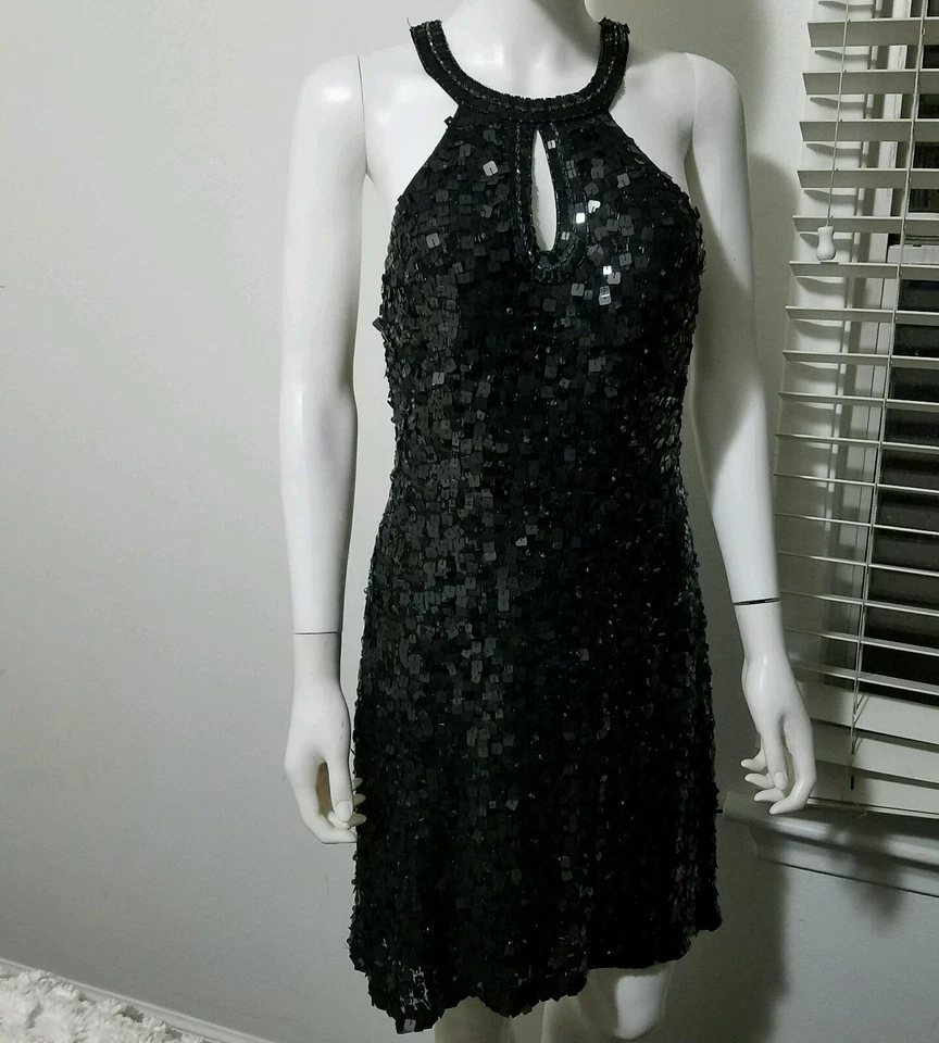 Vestido para mujer Sue Wong negro lentejuelas cuentas graduación talla 8 ocasión especial cóctel  Foto 2 de 4