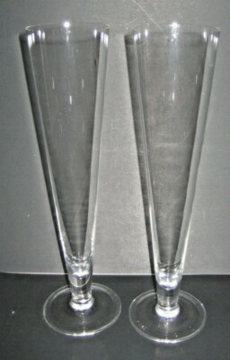 Champagne Glasses 12'' Tall 2x BEAUTIFUL art deco crystal Flute 14 ozs  unbranded