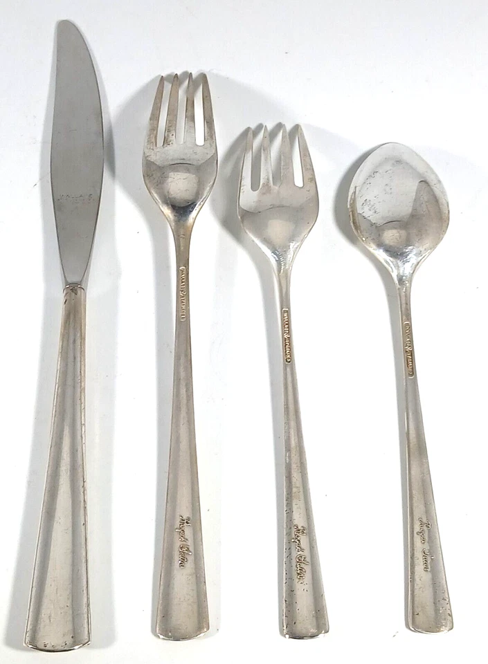 Cuchillo Wallace Plata Esterlina Place Set Royal Satin 1965 2 Tenedores Cuchara Foto 3 de 4