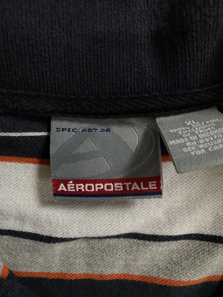 Aeropostale - Navy Block Stripes Polo 短袖衬衫 - XL 码 预购 — 第 4/4 张图片