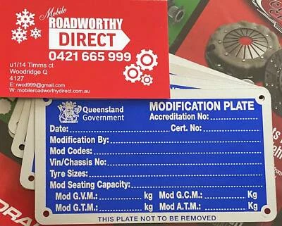 480 Vehicle Modification Plates Queensland  Free