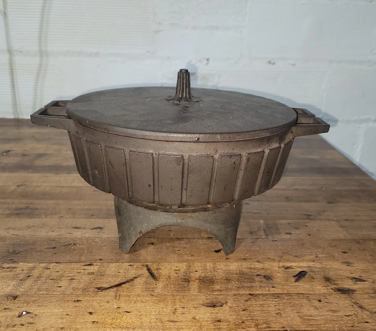 RARE - Antique Chinese Cast Iron Rice Cooker Dutch Oven