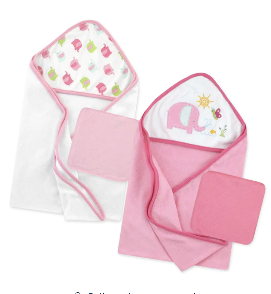 Pink Elephant Baby Girl Piece Hooded Towel Washcloth Set NWT Gerber