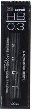 Uni Mechanical Pencil Lead Hi 0.3 mm HB 60 mm x 20 Lead HU03300HB