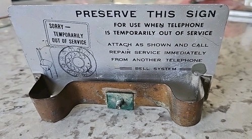 Vintage 1950s Bell System Out Of Service Sign For Pay Phone 5" X 3" - Picture 4 of 6