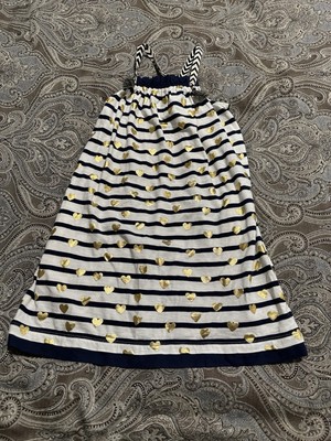 Crewcuts Dress sz 7 Blue White Striped Metallic Gold Hearts | eBay Crewcuts Dress sz 7 Blue White Striped Metallic Gold Hearts | eBay