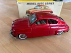 Vintage Bandaiya tin friction toy car red Saab 93B #744 original box & pamphlet