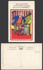 T.K. Scottish Scotch Comics Old Postcard Right SON Put Shillin' in yer BANKIE
